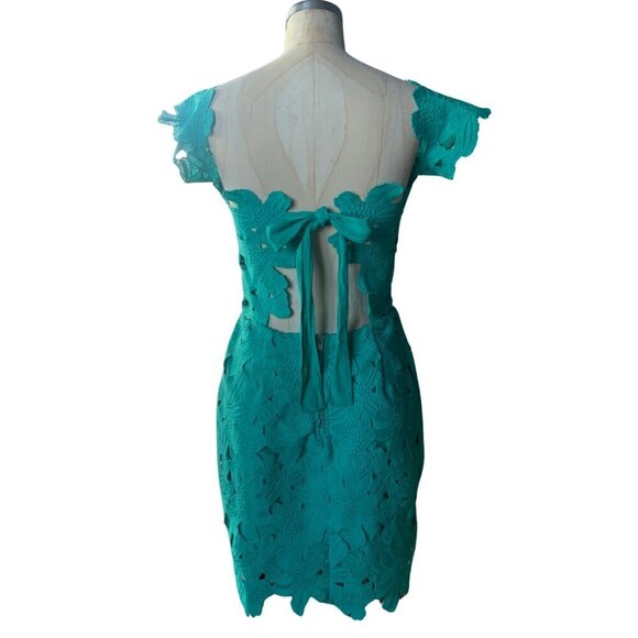 Free People X Saylor Off The Shoulder Presley Floral Green Dress Womens Size L - Picture 5 of 9